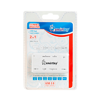 Картридер Smartbuy 750 USB2.0 SD/microSD/MS/M2 Combo с USB хабами белый