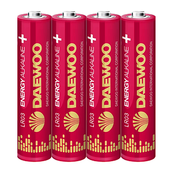 Батарейка Daewoo ENERGY LR03 AAA SH4 Alkaline 1.5V (4/96/384) 