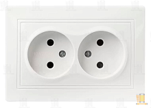 Розетка Smartbuy 2-местная без заземления 10А белая, керамика "Венера"