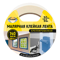 Клейкая лента Aviora 50мм*50м креппированная бумага/малярная лента (1/24)