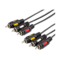 Кабель Atcom AT0711 3xRCA (m)-3xRCA (m) 1.8м черный в пакете (1/10/125)