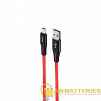 Кабель HOCO X22 USB (m)-Type-C (m) 1.0м 5.0A ткань красный (1/28/168)  | Ab-Batteries | Элементы питания и аксессуары для сотовых оптом