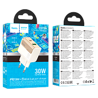 Сетевое З/У HOCO CS73A 1USB+1Type-C 3.0A 30W QC3.0 белый (1/32/192)