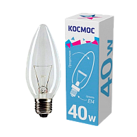 Лампа накаливания Космос E27 40W 220-240V свеча Брест прозрачная (1/10/100)