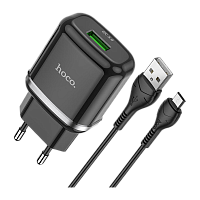 Сетевое З/У HOCO N3 1USB 3.0A 18W QC3.0 с кабелем microUSB черный (1/12/120)