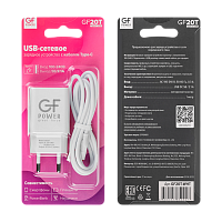 Сетевое З/У GFPower GF20T 1USB/Type-C 2.1A белый (48/192) 