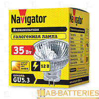 Лампа галогенная Navigator MR11 GU5.3 35W 3000К 230V софит прозрачная (1/10/200)
