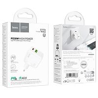 Сетевое З/У HOCO C111A 1USB/Type-C 3.0A 30W белый (1/20/120)