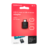 Переходник Borofone BV18 Type-C (m)-USB (f) OTG черный (1/70/420)