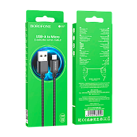 Кабель Borofone BX87 USB (m)-microUSB (m) 1м 2.4A нейлон черный (1/1000)