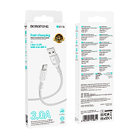 Кабель Borofone BX116 USB (m)-Type-C (m) 1м 3.0A нейлон белый (1/360)