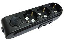 Колодка Makel 3р.С/З с выкл. черный N3310100 (1/20)