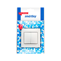 Выключатель Smartbuy 2-клавишный 10А белый, керамика "Венера" (1/10/200)