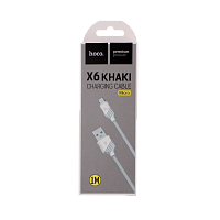 Кабель HOCO X6 USB (m)-microUSB (m) 1.0м 2.4A ПВХ белый (1/30/300)