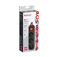 Удлинитель Defender G350 3р.С/З 10A 5.0м с выкл. черный (1/35)