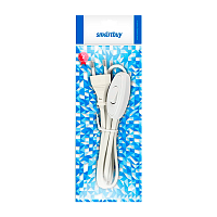 Шнур с плоской вилкой и проходным выключателем Smartbuy, 1,7 метра белый ШВВП 2х0,75 (SBE-06-P05-w)