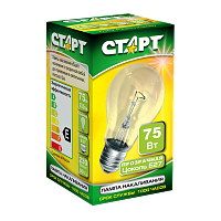Лампа накаливания Старт E27 75W 220-240V груша Б прозрачная (1/10/50)