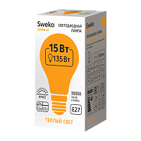 Лампа светодиодная Sweko A60 E27 15W 3000К 165-265V груша (1/5/100)
