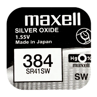 Батарейка Maxell 384 (SR41SW) BL1 Silver Oxide 1.55V 0%Hg (1/10/100) 