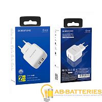 Сетевое З/У Borofone BA18 2USB 2.1A белый (1/30/120) 