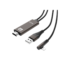 Кабель HOCO UA14 USB (m)-Lightning/HDMI (m) 2м 2.0A нейлон черный (1/82)