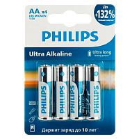 Батарейка Philips Ультра/ULTRA LR6 AA BL4 Alkaline 1.5V (4/48/960) 