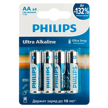 Батарейка Philips Ультра/ULTRA LR6 AA BL4 Alkaline 1.5V (4/48/960) 
