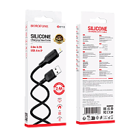 Кабель Borofone BX113 USB (m)-Lightning (m) 2.0м 2.4A силикон черный (1/360)
