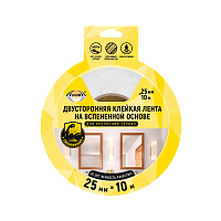 Клейкая лента Aviora 25*10мм двусторонняя для крепления зеркал вспененная основа белый (1/36)