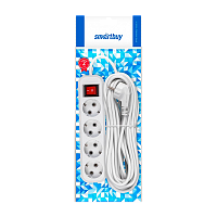 Удлинитель Smartbuy 4р.С/З 16A 10.0м с выкл. ПВС 3x1мм² белый