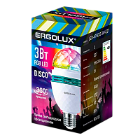 Диско-лампа Ergolux 3W E27 RGB (1/10/100) 