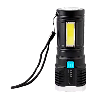 Фонарь ручной Ultraflash LED51525 3W 4LED+COB от аккумулятора microUSB 4 режима черный (1/10/90)