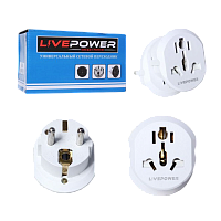 Сетевой переходник Live Power K1616 универсальный 1р.С/З белый (1/20/400)