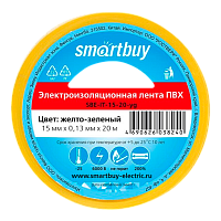 Изолента Smartbuy 15мм*20м ПВХ желтый зеленый 
