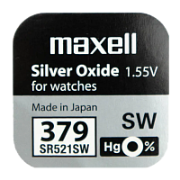 Батарейка Maxell 379 (SR521SW) BL1 Silver Oxide 1.55V 0%Hg (1/10/100)