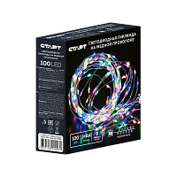 Гирлянда Старт НГ 100LED 10м медная проволока 8 режимов от батареек 3хАА мульти (24/96) 