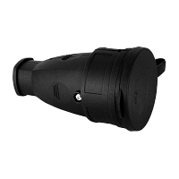 Розетка переносная Volsten Sb1-MZ Black 1гн. 16A С/З со шторкой каучук черный (1/10/100)