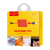 Кабель HOCO X21 USB (m)-microUSB (m) 1м 2.0A силикон красный черный (1/29/174)