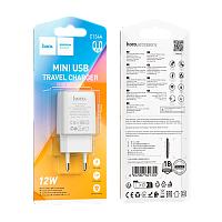 Сетевое З/У HOCO C134A 1USB 2.4A белый (1/36/216)