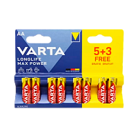 Батарейка Varta LONGLIFE MAX POWER (MAX TECH) LR6 AA BL5+3 Alkaline 1.5V (4706) (8/160)