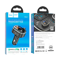FM-трансмиттер HOCO E62 2USB+Type-C microSD bluetooth 5.0 черный (1/120) 