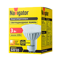 Лампа светодиодная Navigator PAR16 GU10 2.8W 3000К 230V софит прозрачная