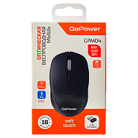 Мышь беспроводная GoPower GPM04 USB/bluetooth бесшумная Soft-Touch перезаряжаемая черный 