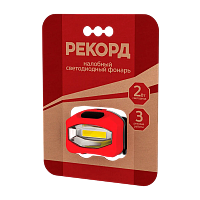 Фонарь налобный Рекорд SH-350 2W от батареек черный красный (1/10/120)