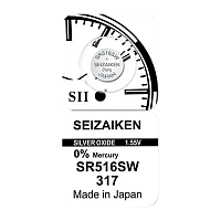 Батарейка SEIZAIKEN 317 (SR516SW) Silver Oxide 1.55V (1/10/100/1000)