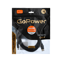 Кабель GoPower HDMI (m)-HDMI (m) 3м ПВХ ver.1.4 черный Premium Zip-Lock c подвесом (1/50)