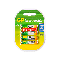 Аккумулятор бытовой GP HR03 AAA BL3+1 NI-MH 1.2V 1000mAh в пластиковой упаковке