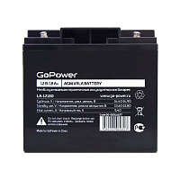 Аккумулятор свинцово-кислотный GoPower LA-12180 12V 18Ah клеммы под болт M5 (1/2)