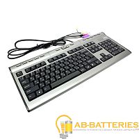 Клавиатура проводная A4Tech KLS-7MU классическая PS/2 1.5м мультимед.+USB серебряный черный (1/10)