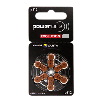 Батарейка PowerOne ZA312 Evolution BL6 Zinc Air 1.45V (6/60/300)